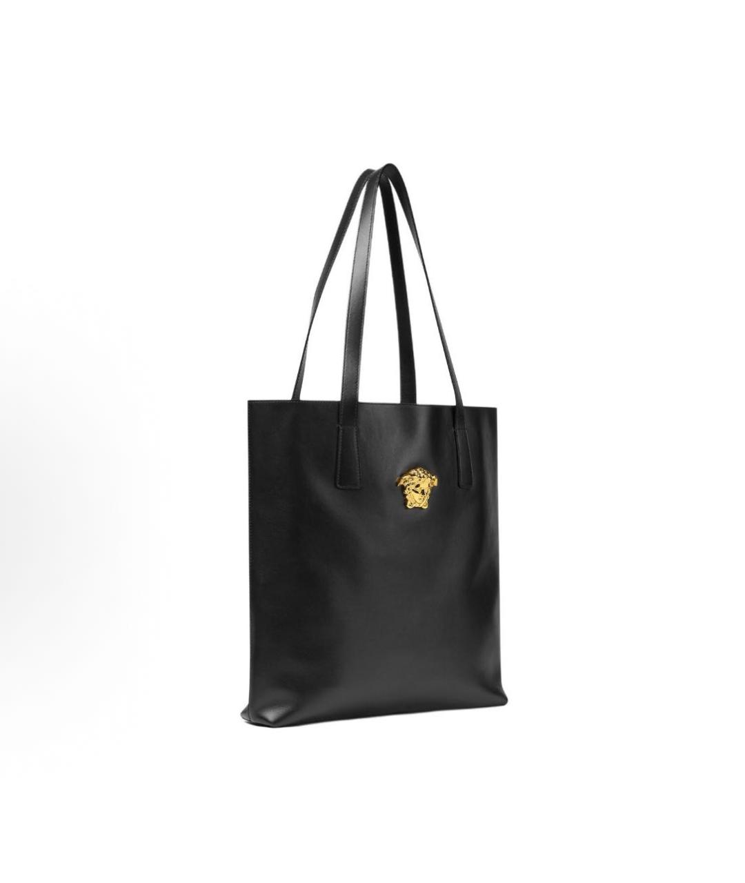 VERSACE Черная кожаная сумка с короткими ручками, фото 2