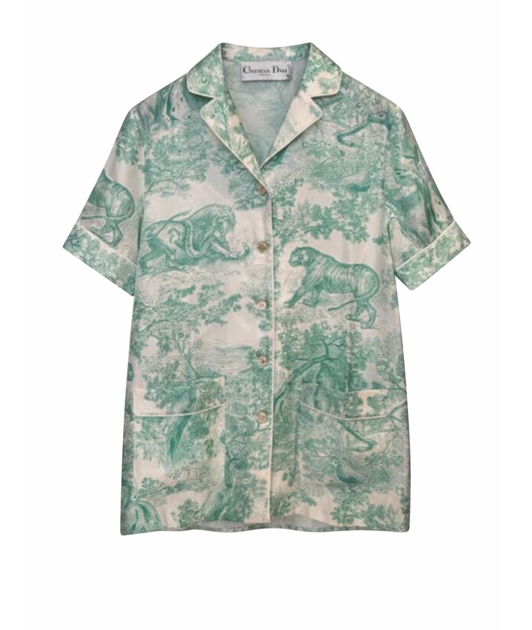 CHRISTIAN DIOR Бирюзовый шелковый костюм с брюками, фото 1