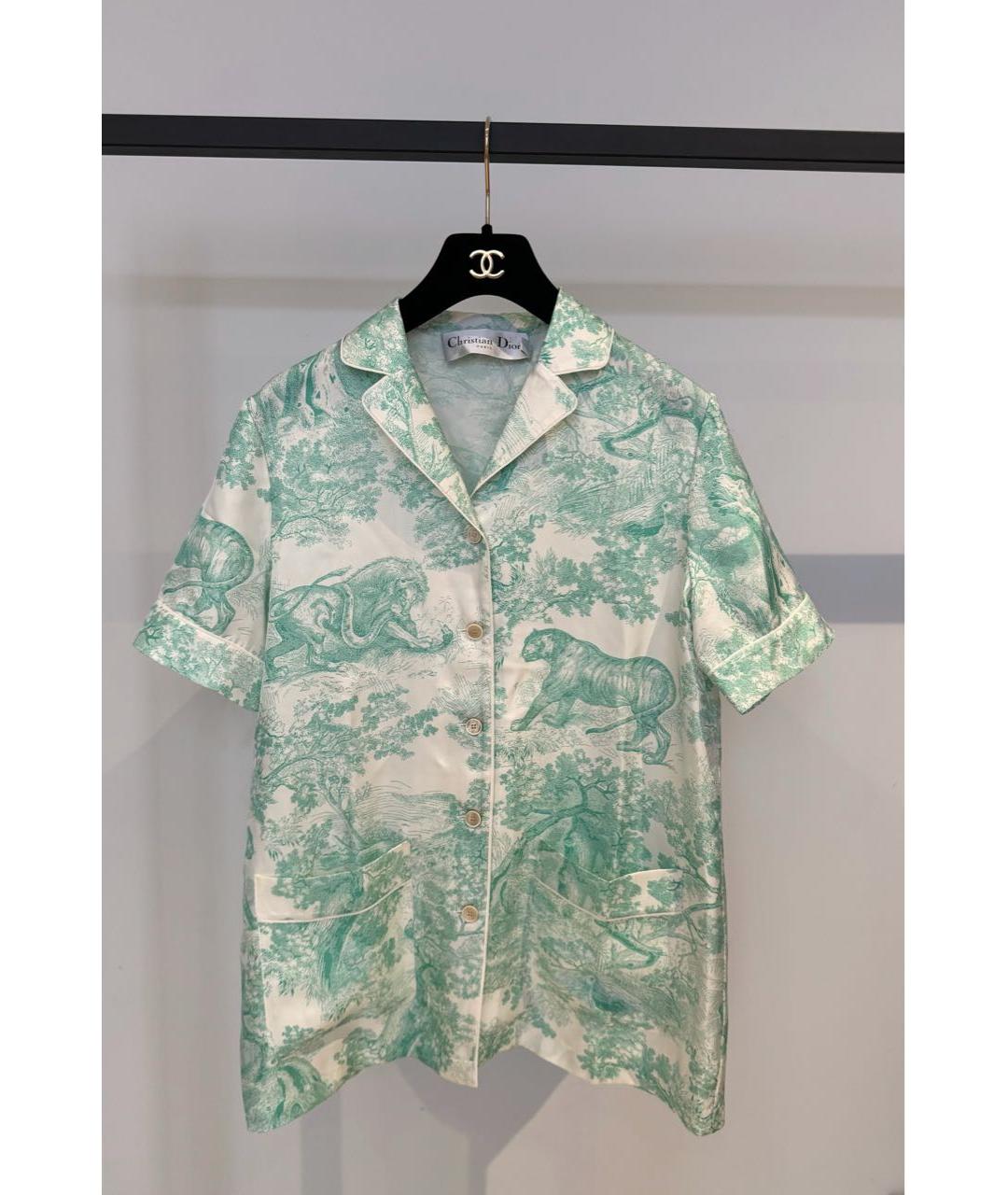 CHRISTIAN DIOR Бирюзовый шелковый костюм с брюками, фото 9