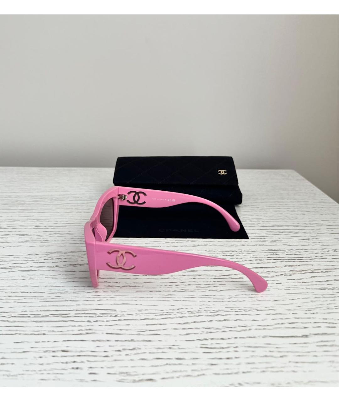 CHANEL Розовые пластиковые солнцезащитные очки, фото 3