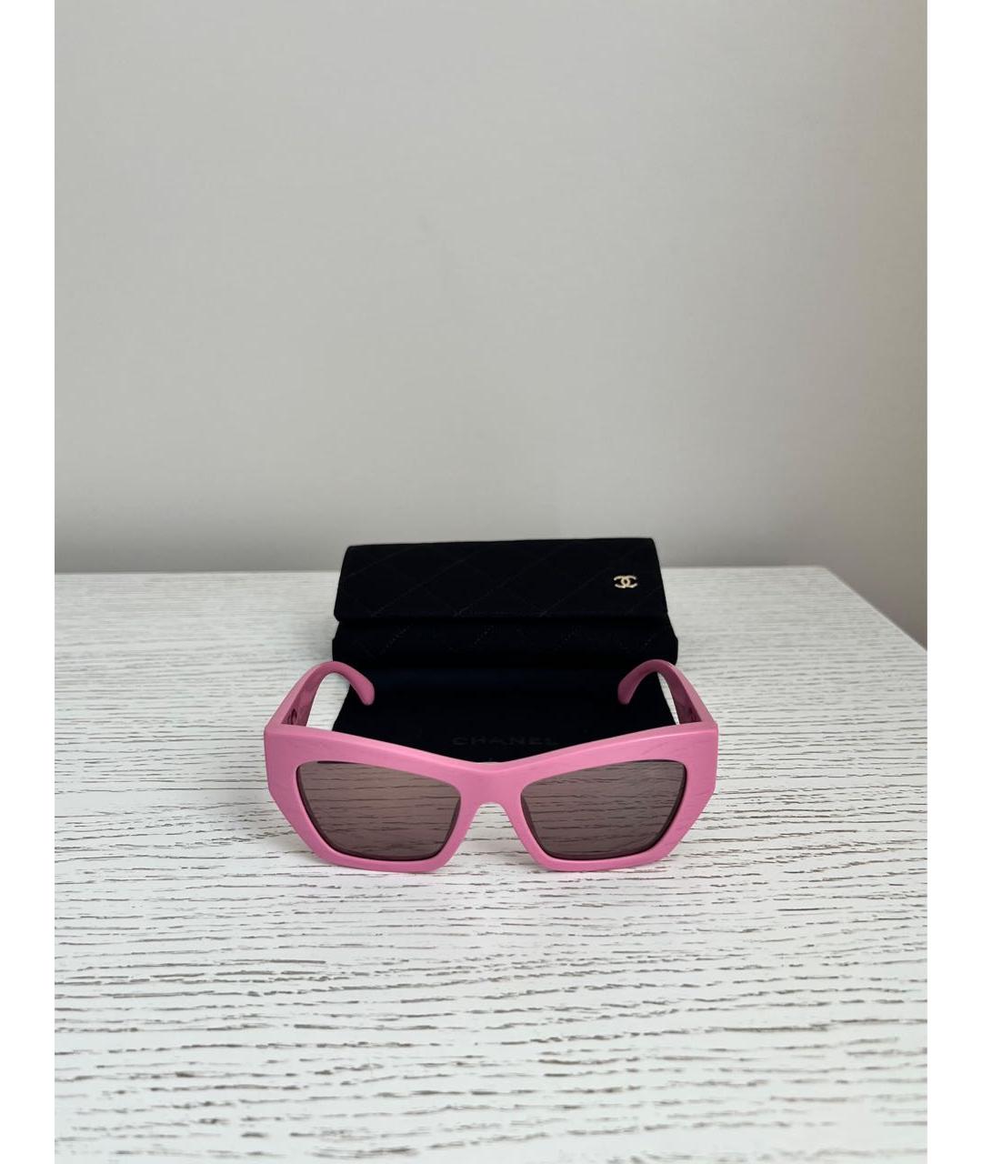 CHANEL Розовые пластиковые солнцезащитные очки, фото 8