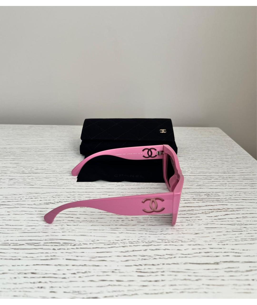 CHANEL Розовые пластиковые солнцезащитные очки, фото 4