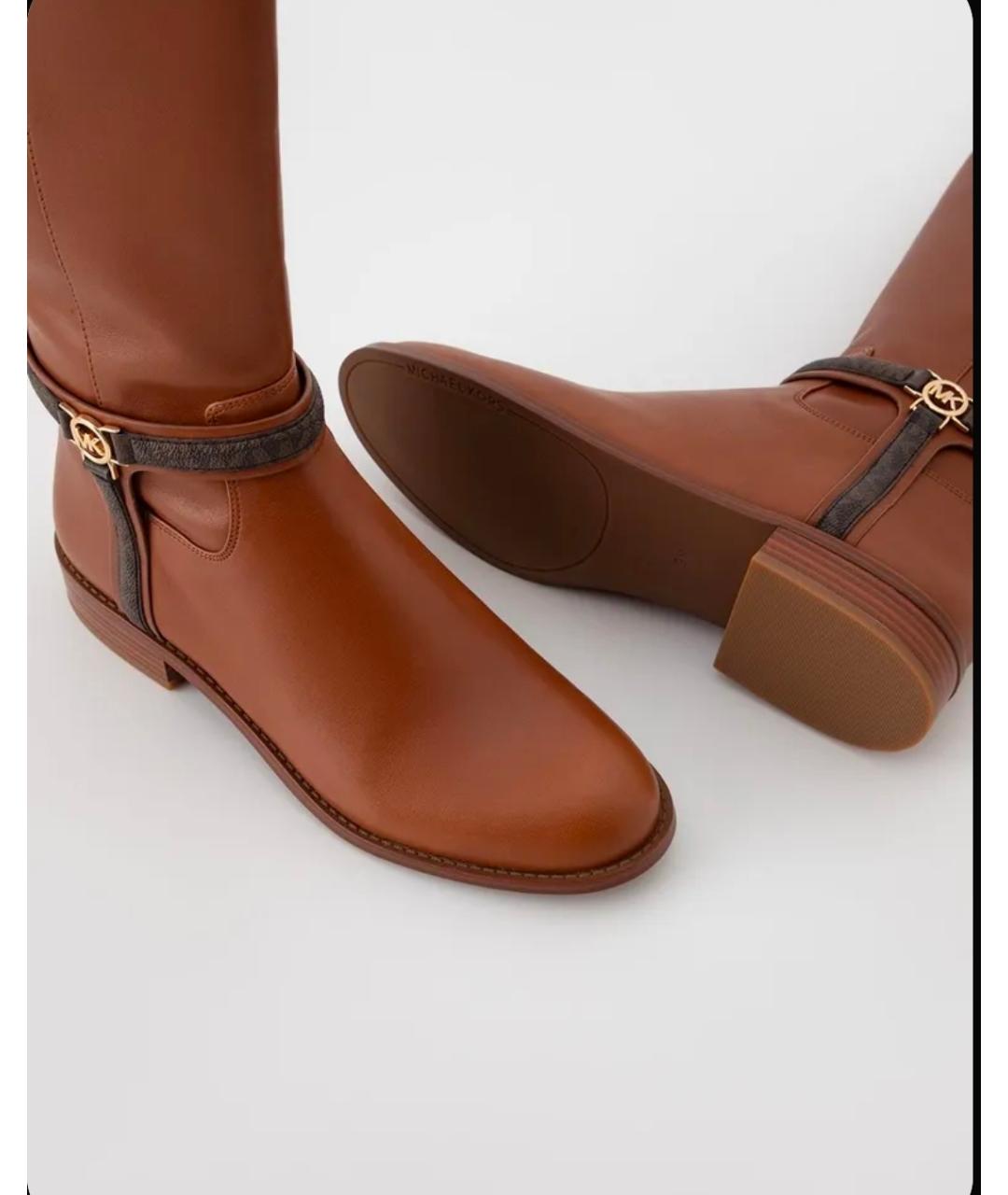 MICHAEL KORS Коричневые кожаные сапоги, фото 5