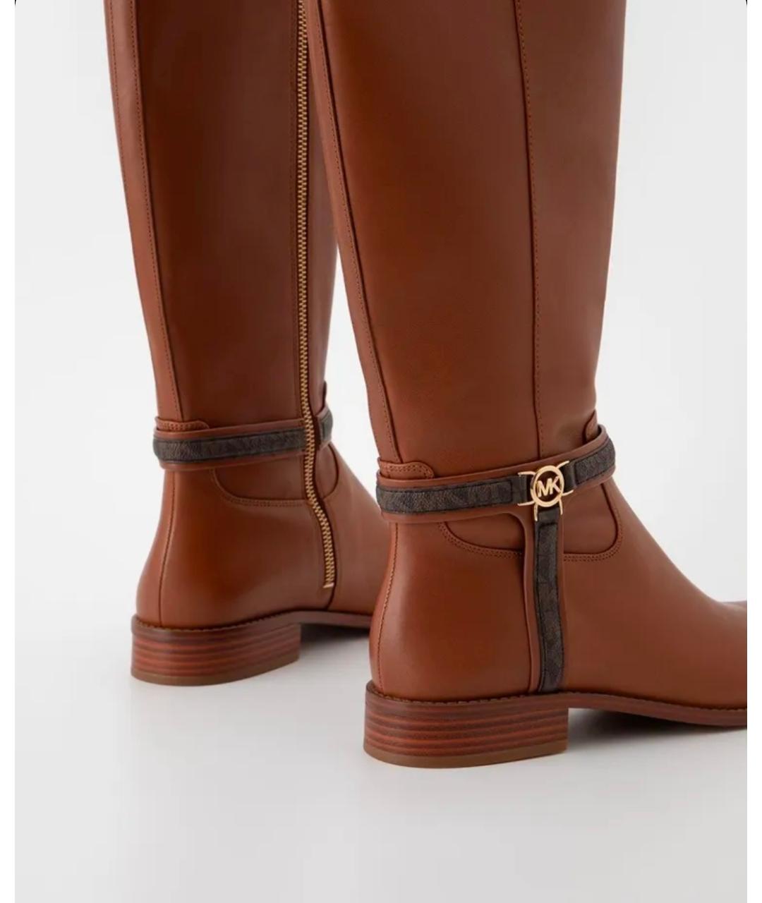 MICHAEL KORS Коричневые кожаные сапоги, фото 7