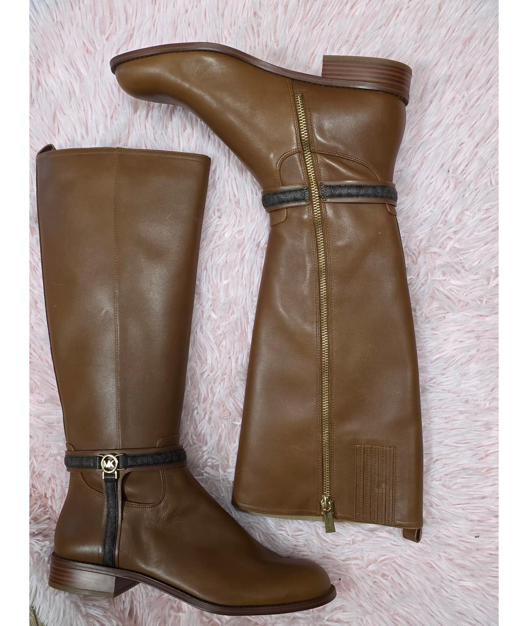MICHAEL KORS Коричневые кожаные сапоги, фото 8