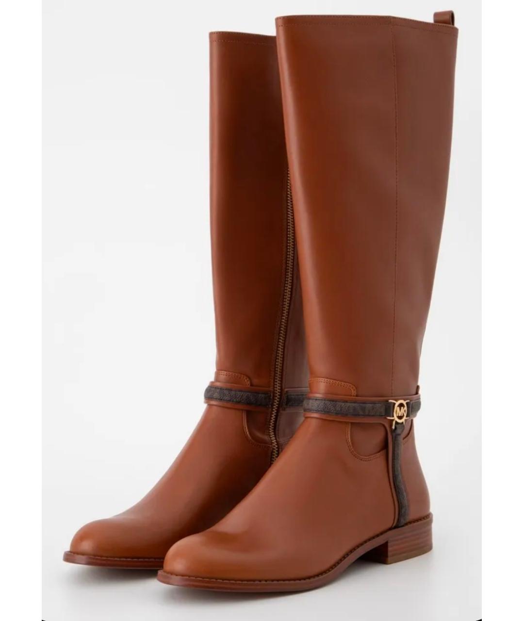 MICHAEL KORS Коричневые кожаные сапоги, фото 10