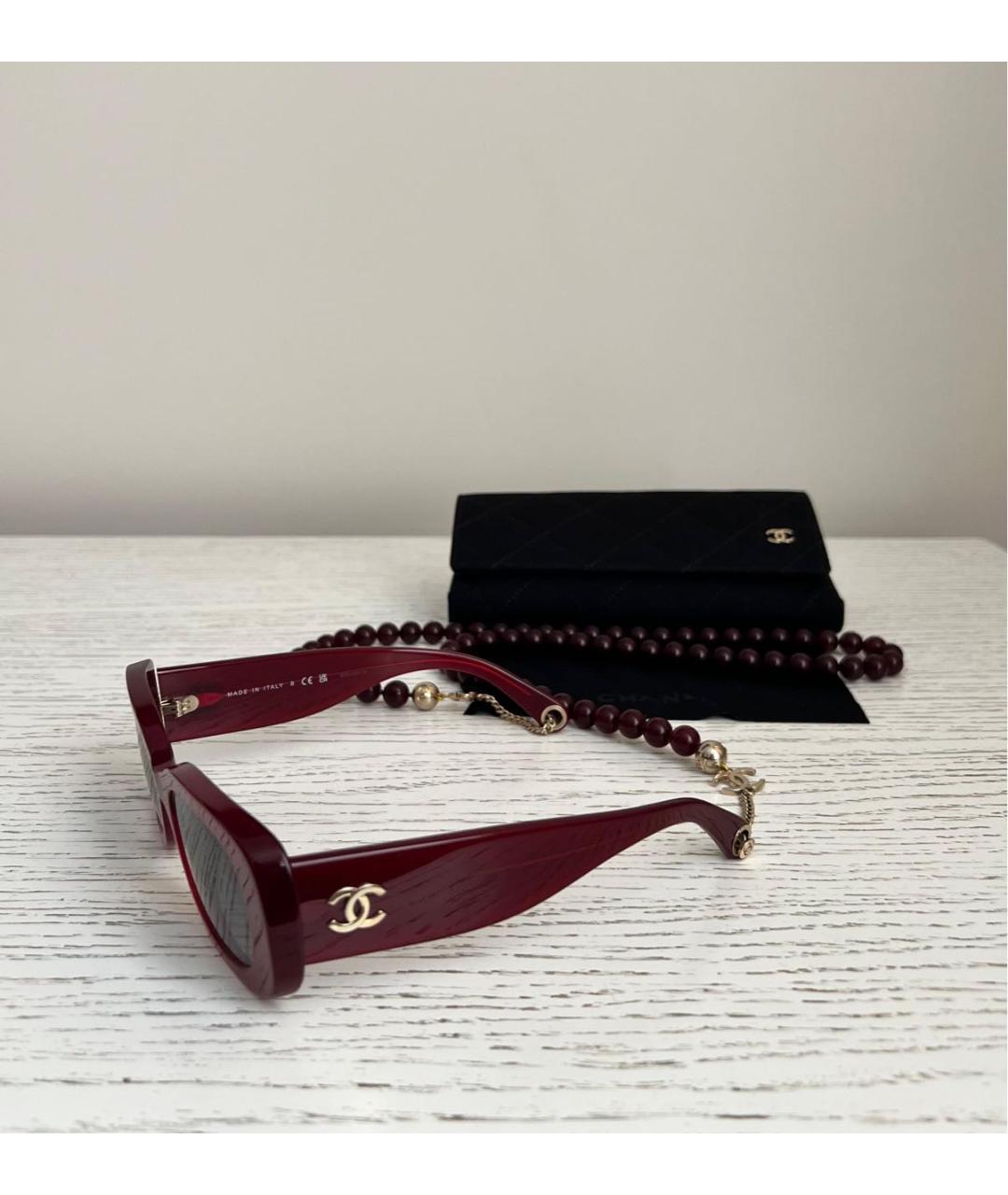 CHANEL Бордовые пластиковые солнцезащитные очки, фото 3