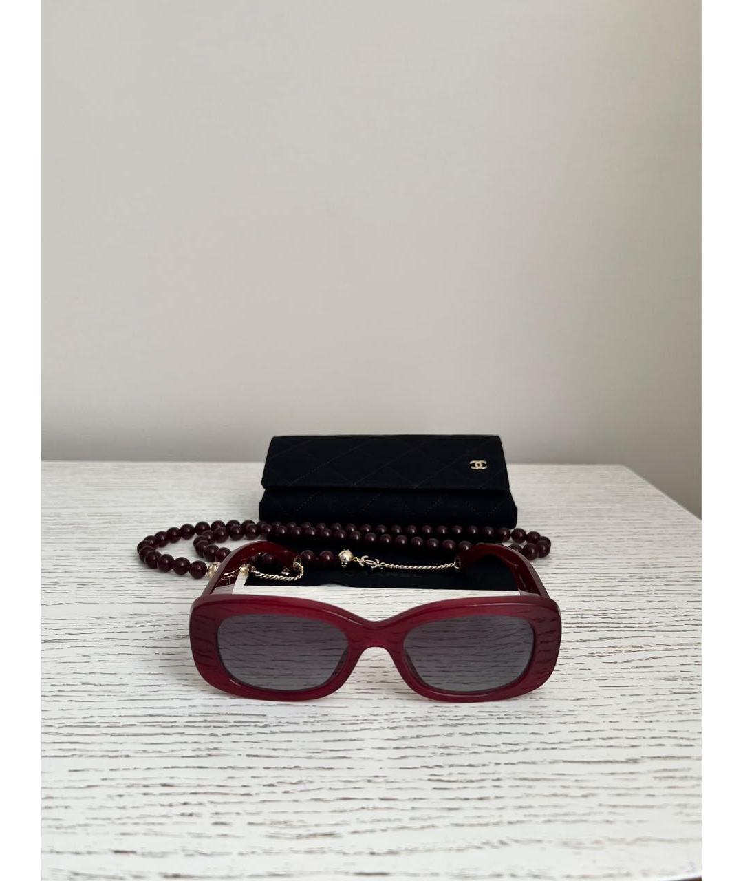 CHANEL Бордовые пластиковые солнцезащитные очки, фото 5