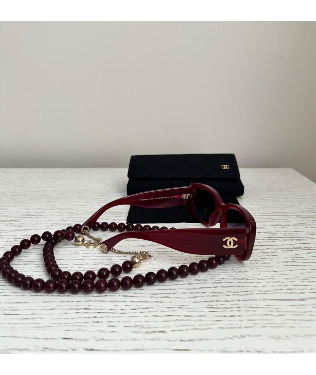 CHANEL Бордовые пластиковые солнцезащитные очки, фото 4