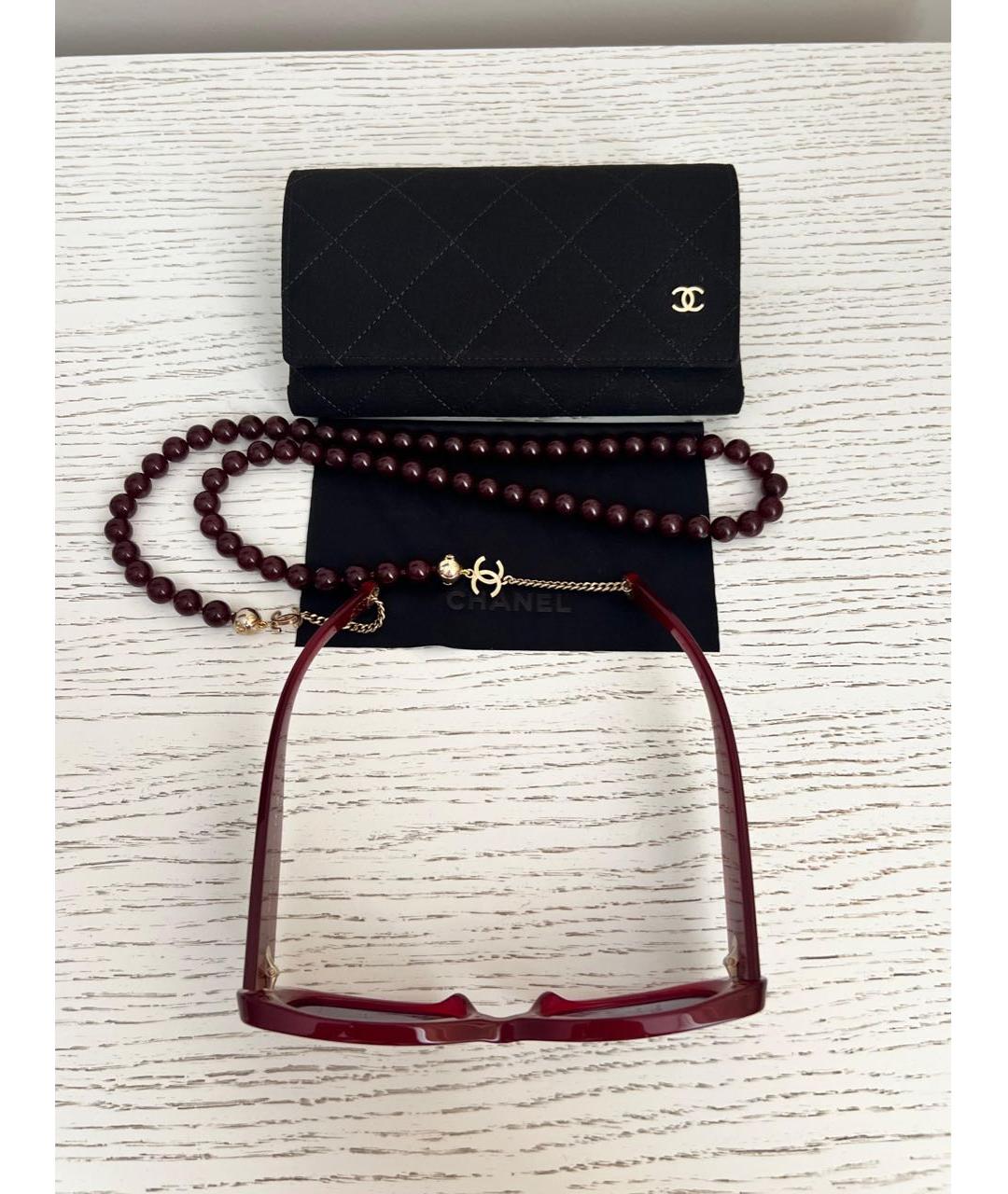 CHANEL Бордовые пластиковые солнцезащитные очки, фото 2