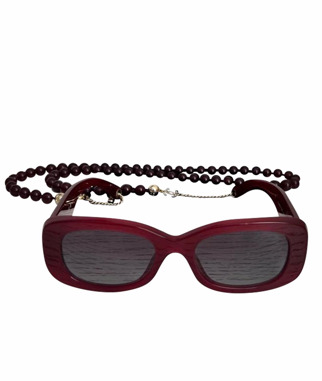 CHANEL Бордовые пластиковые солнцезащитные очки, фото 1