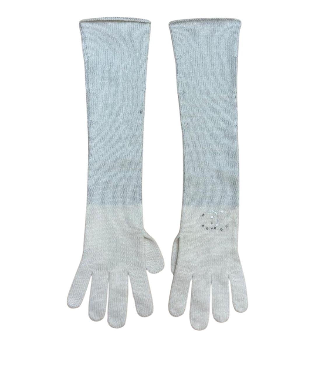 CHANEL Белые шерстяные перчатки, фото 1