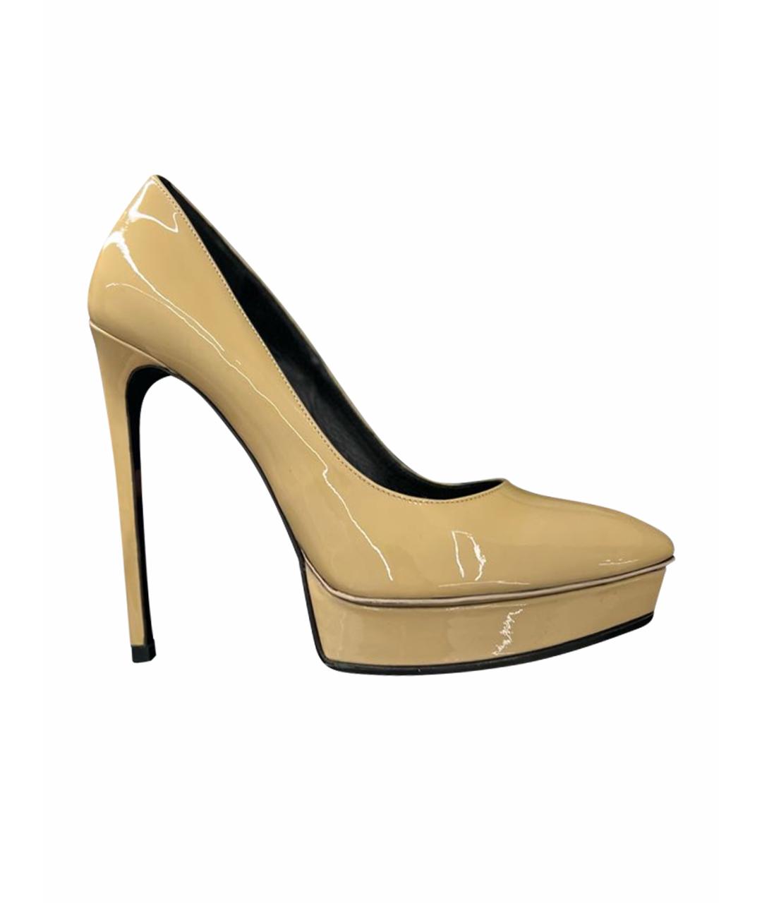SAINT LAURENT Бежевые туфли из лакированной кожи, фото 1