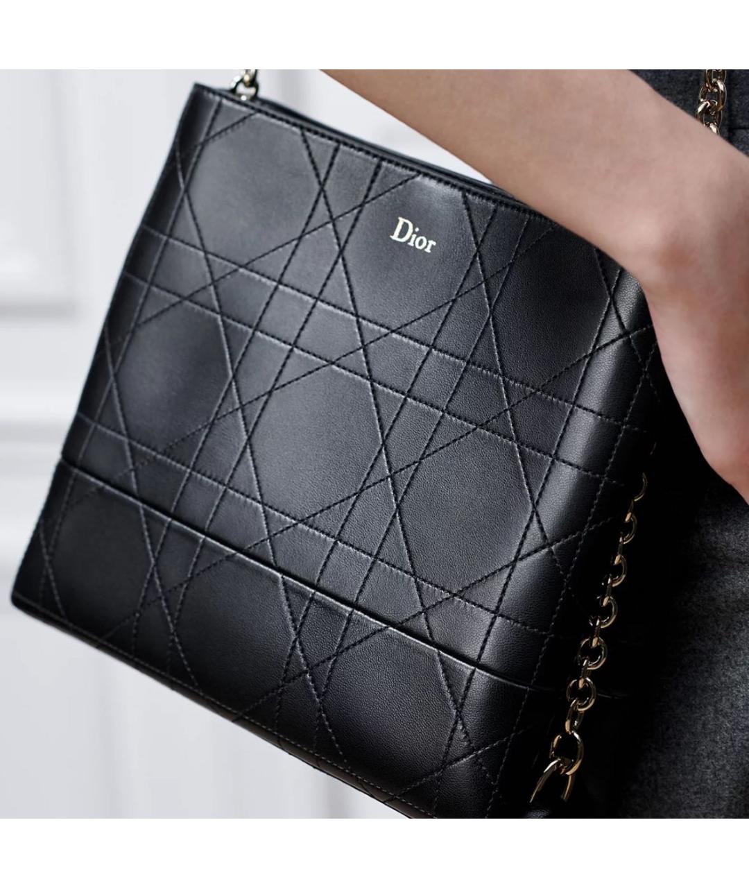 CHRISTIAN DIOR Черная кожаная сумка через плечо, фото 3