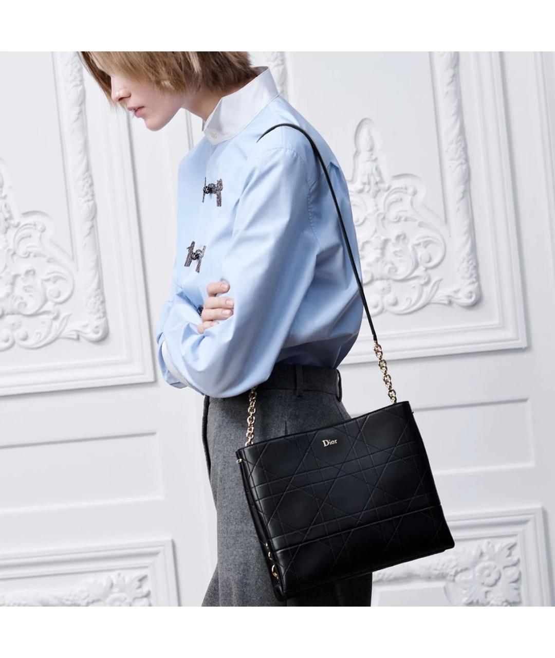 CHRISTIAN DIOR Черная кожаная сумка через плечо, фото 2