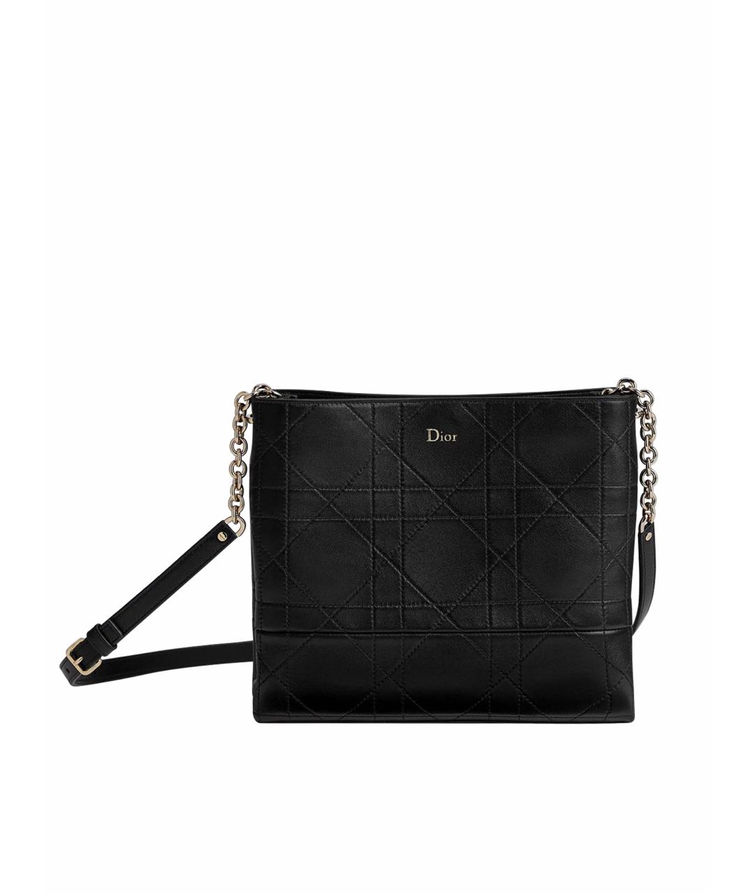 CHRISTIAN DIOR Черная кожаная сумка через плечо, фото 1