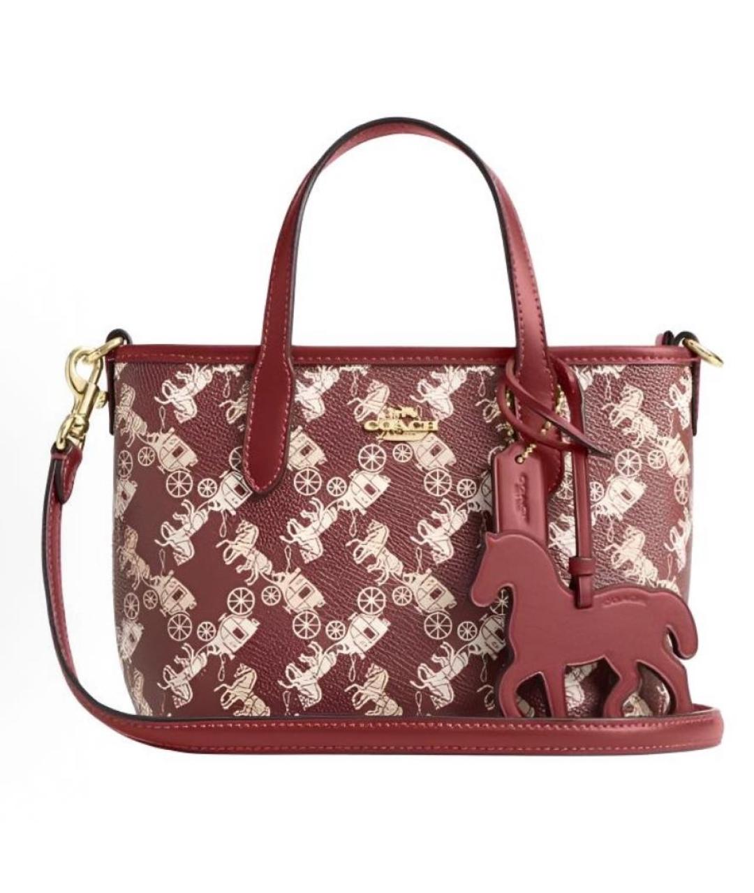COACH Красная кожаная сумка с короткими ручками, фото 7