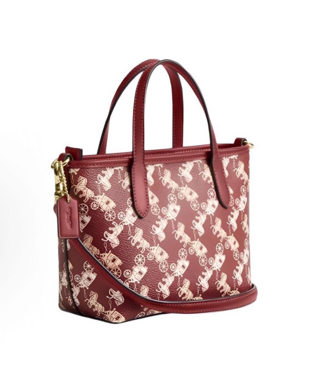 COACH Красная кожаная сумка с короткими ручками, фото 2