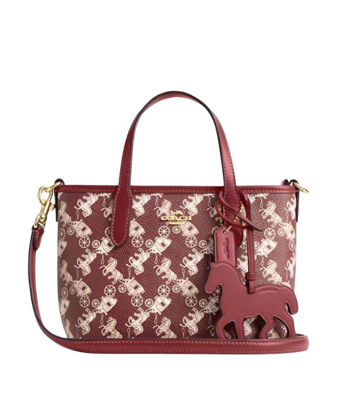 COACH Красная кожаная сумка с короткими ручками, фото 1