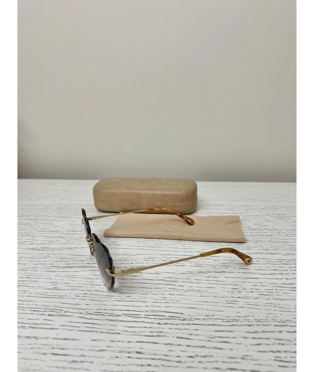 CHLOE Коричневые металлические солнцезащитные очки, фото 4