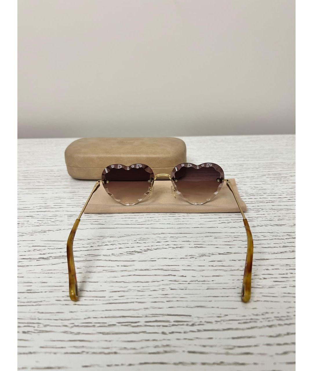 CHLOE Коричневые металлические солнцезащитные очки, фото 5
