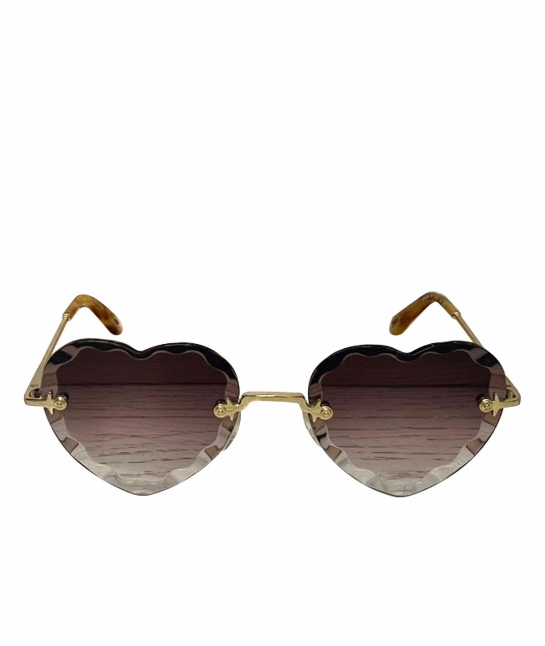 CHLOE Коричневые металлические солнцезащитные очки, фото 1