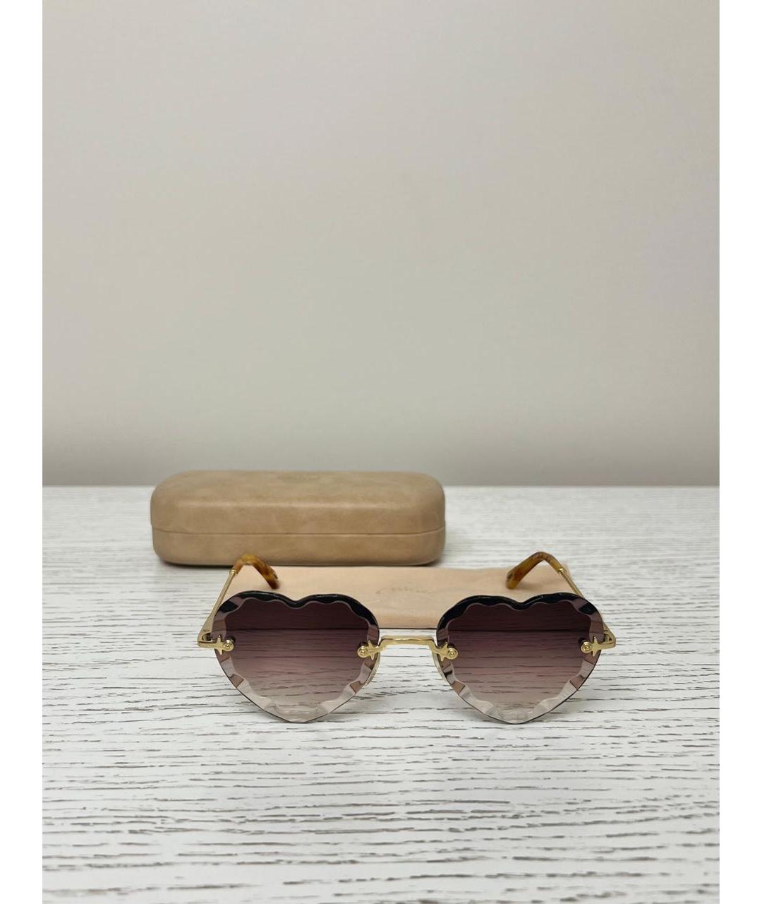 CHLOE Коричневые металлические солнцезащитные очки, фото 6