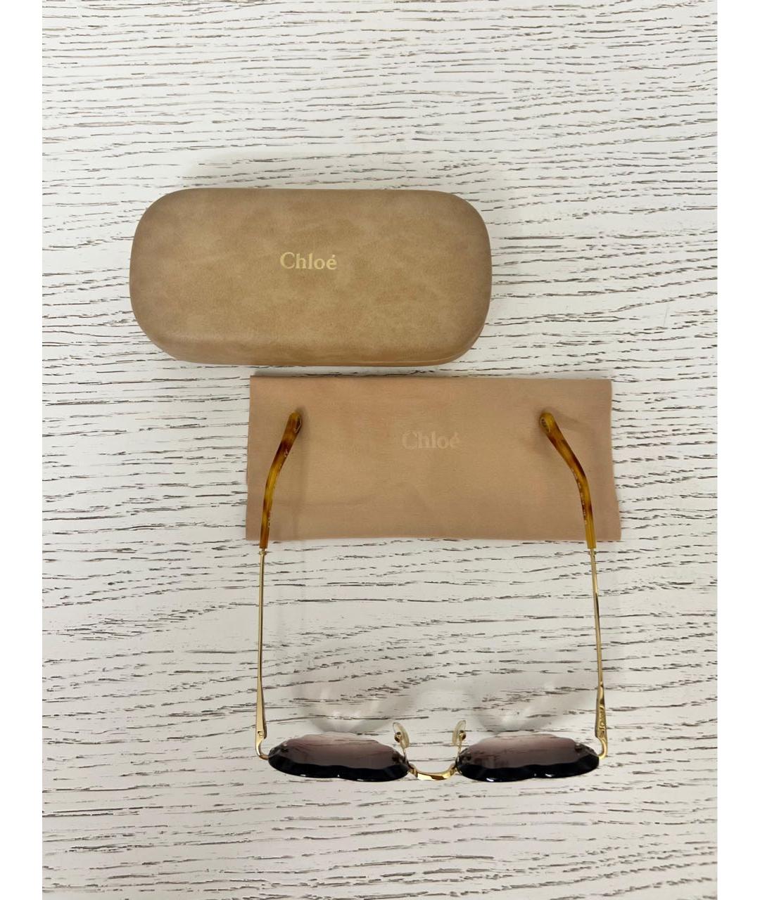 CHLOE Коричневые металлические солнцезащитные очки, фото 3
