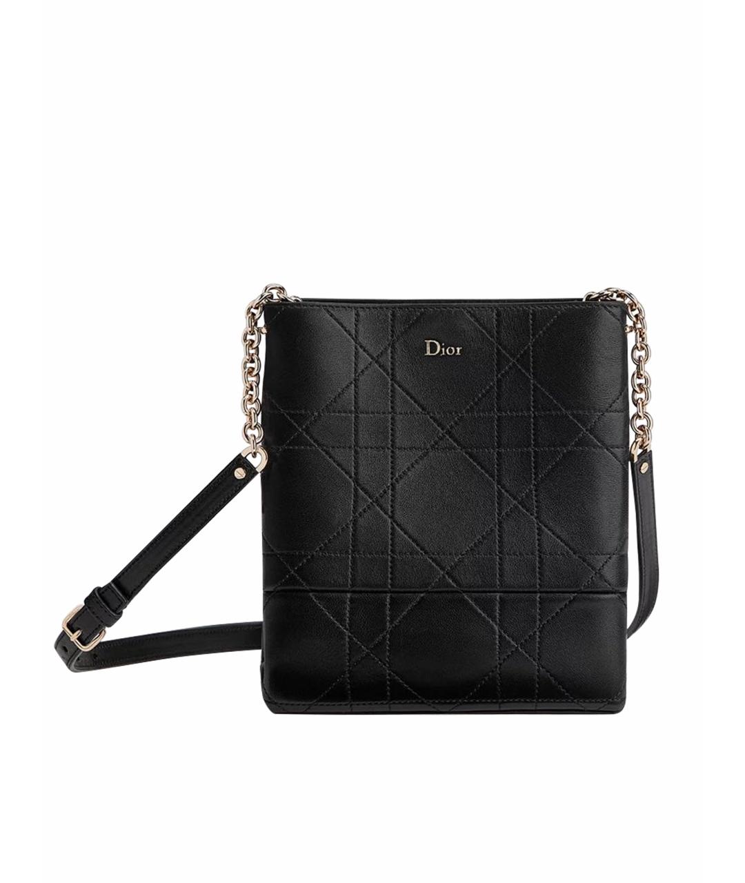 CHRISTIAN DIOR Черная кожаная сумка через плечо, фото 1