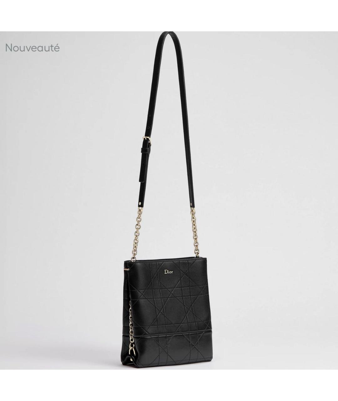 CHRISTIAN DIOR Черная кожаная сумка через плечо, фото 3