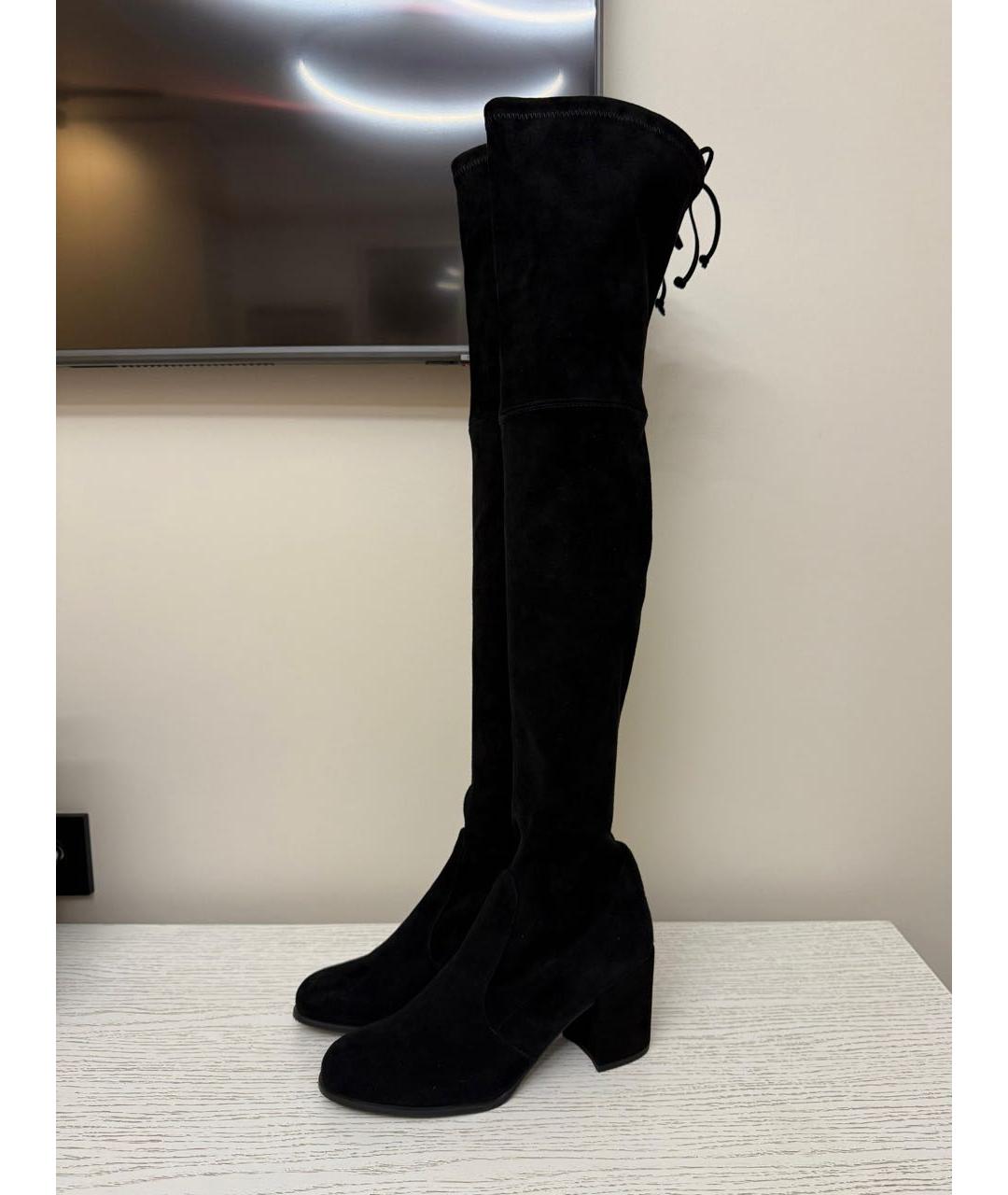 STUART WEITZMAN Черные замшевые ботфорты, фото 2