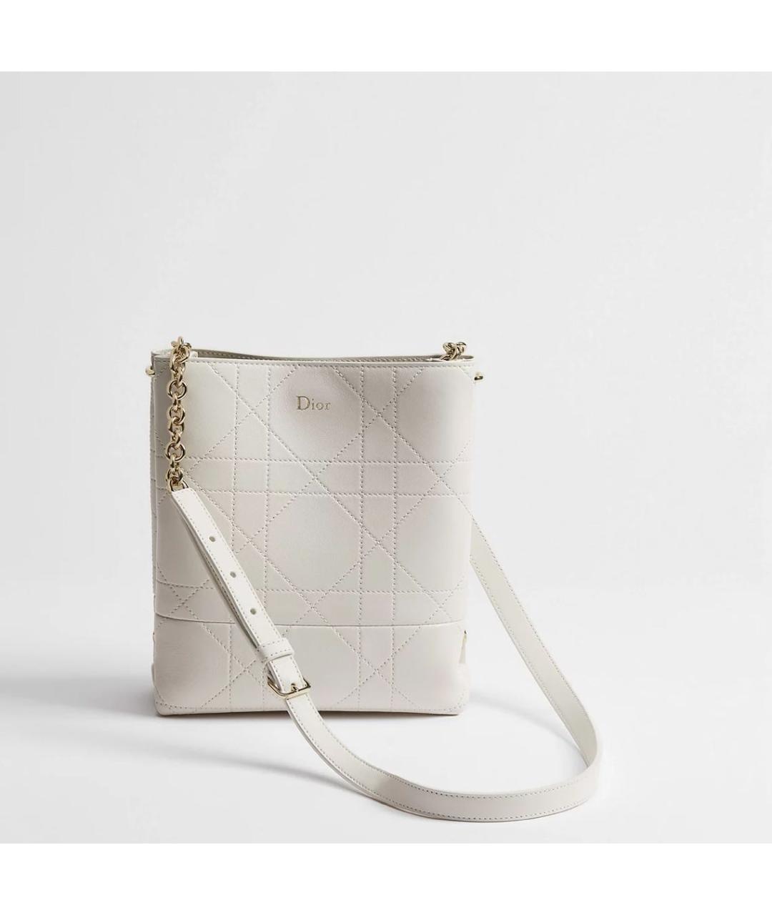 CHRISTIAN DIOR Белая кожаная сумка через плечо, фото 4
