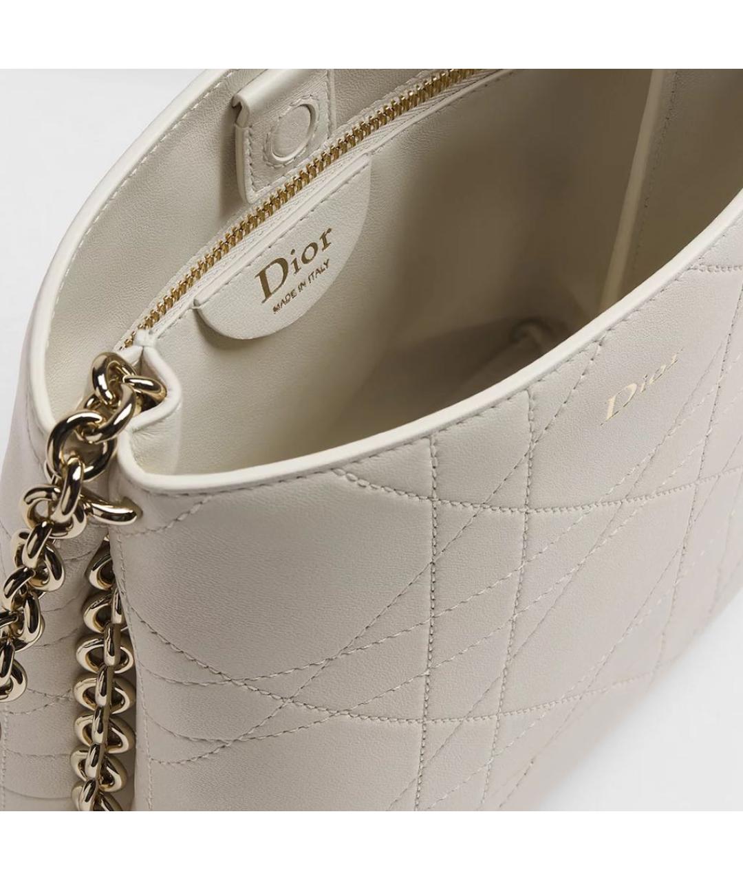 CHRISTIAN DIOR Белая кожаная сумка через плечо, фото 3