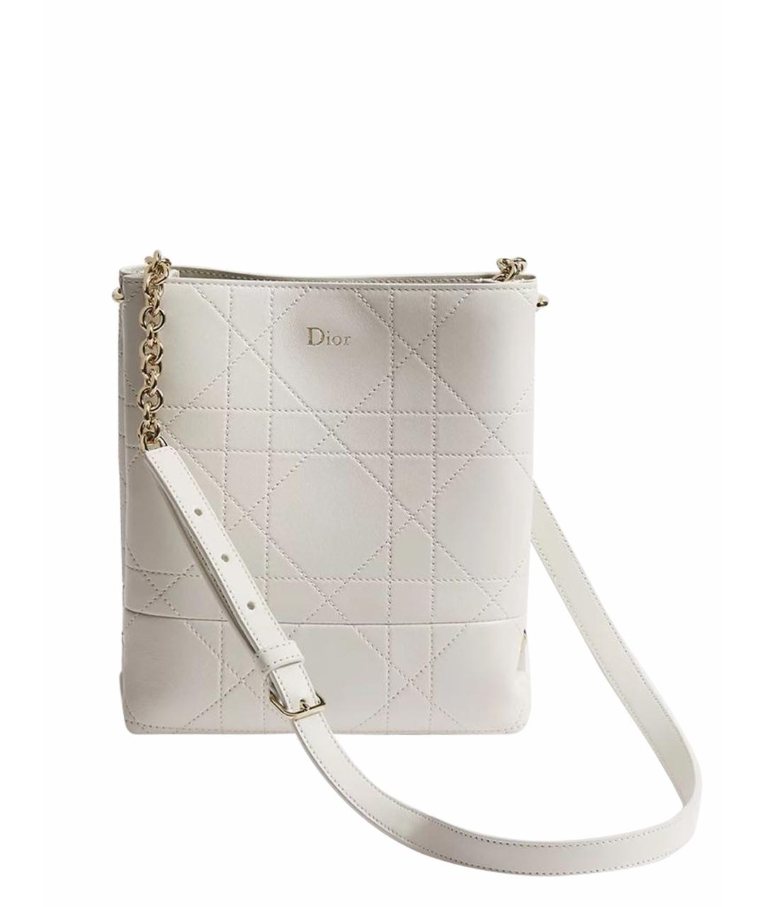 CHRISTIAN DIOR Белая кожаная сумка через плечо, фото 1