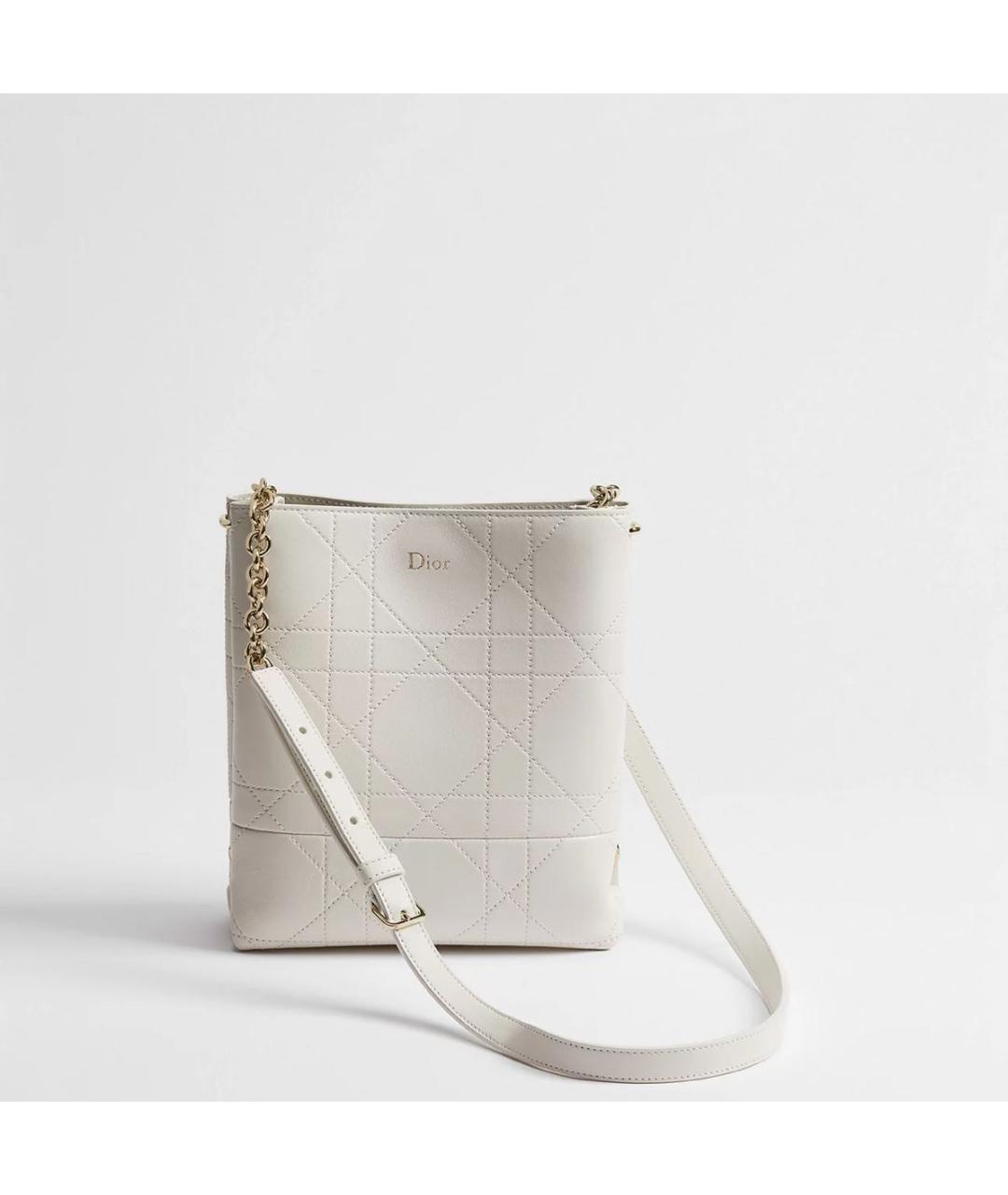CHRISTIAN DIOR Белая кожаная сумка через плечо, фото 5