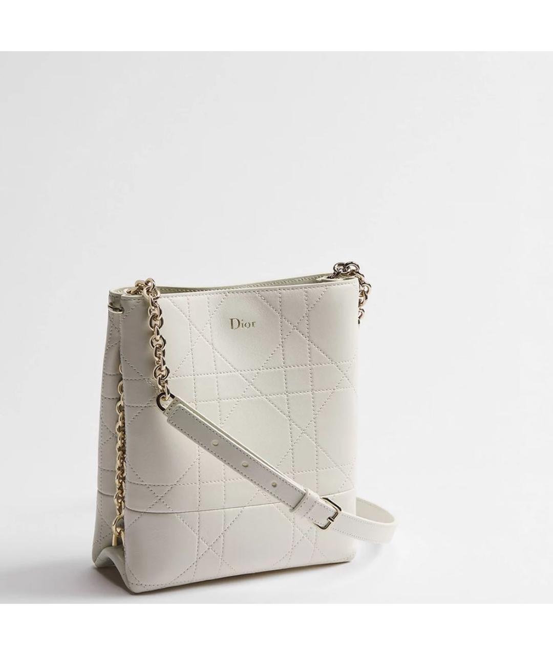 CHRISTIAN DIOR Белая кожаная сумка через плечо, фото 2