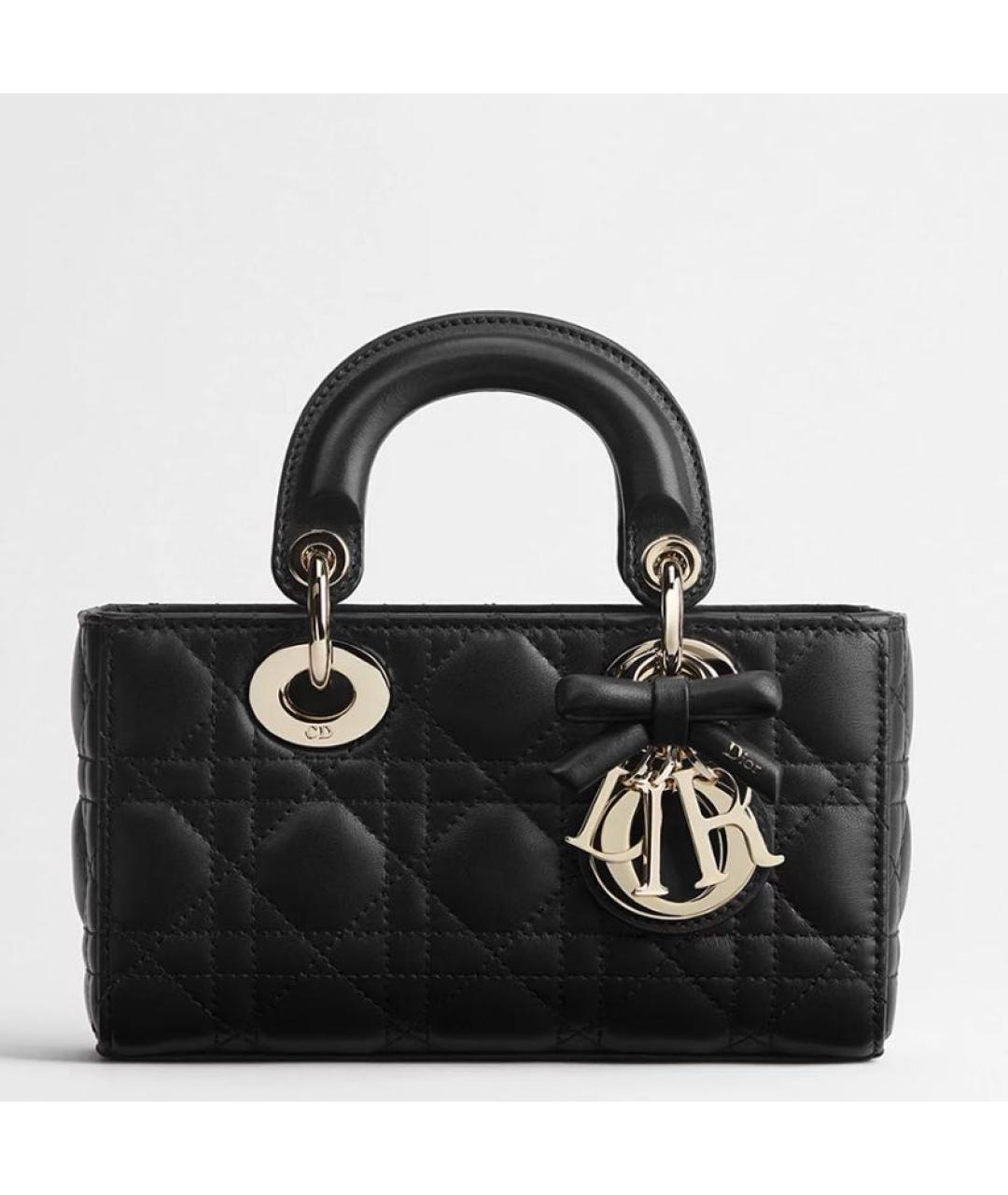 CHRISTIAN DIOR Черная кожаная сумка с короткими ручками, фото 3