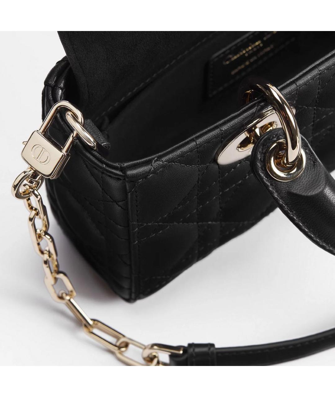 CHRISTIAN DIOR Черная кожаная сумка с короткими ручками, фото 2