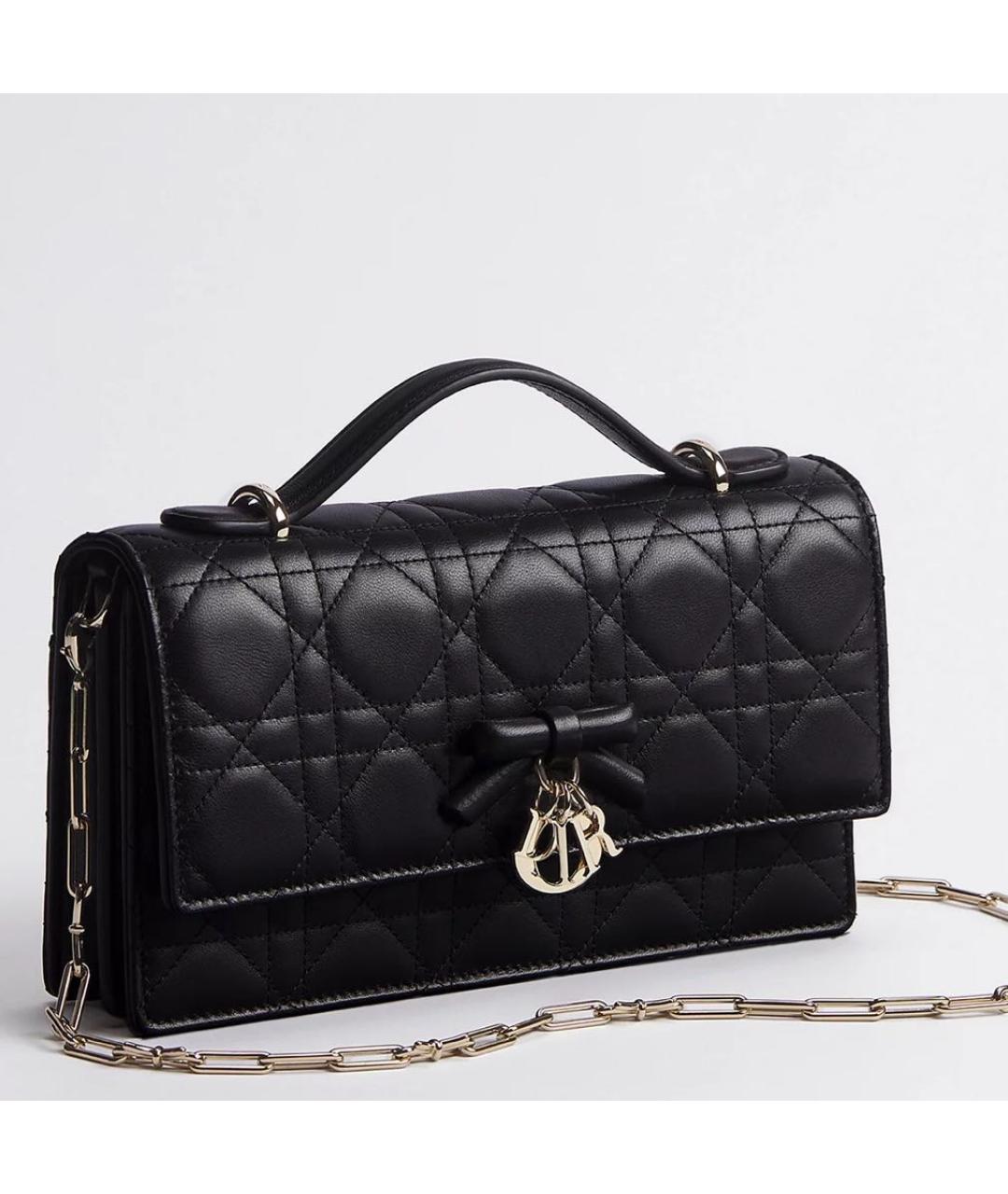 CHRISTIAN DIOR Черная кожаная сумка через плечо, фото 2