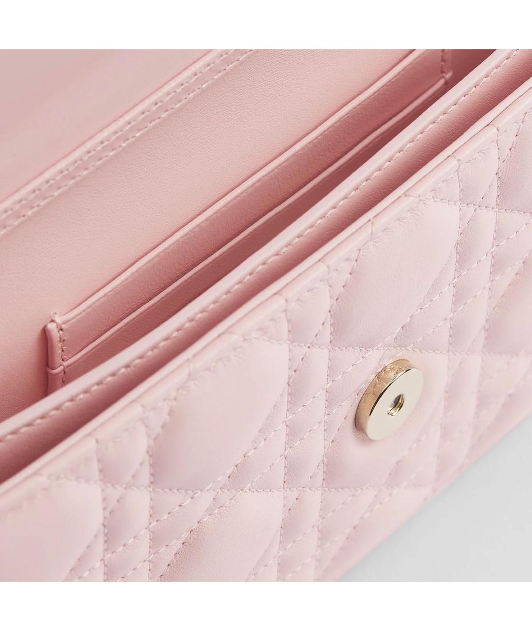 CHRISTIAN DIOR Розовая кожаная сумка через плечо, фото 3