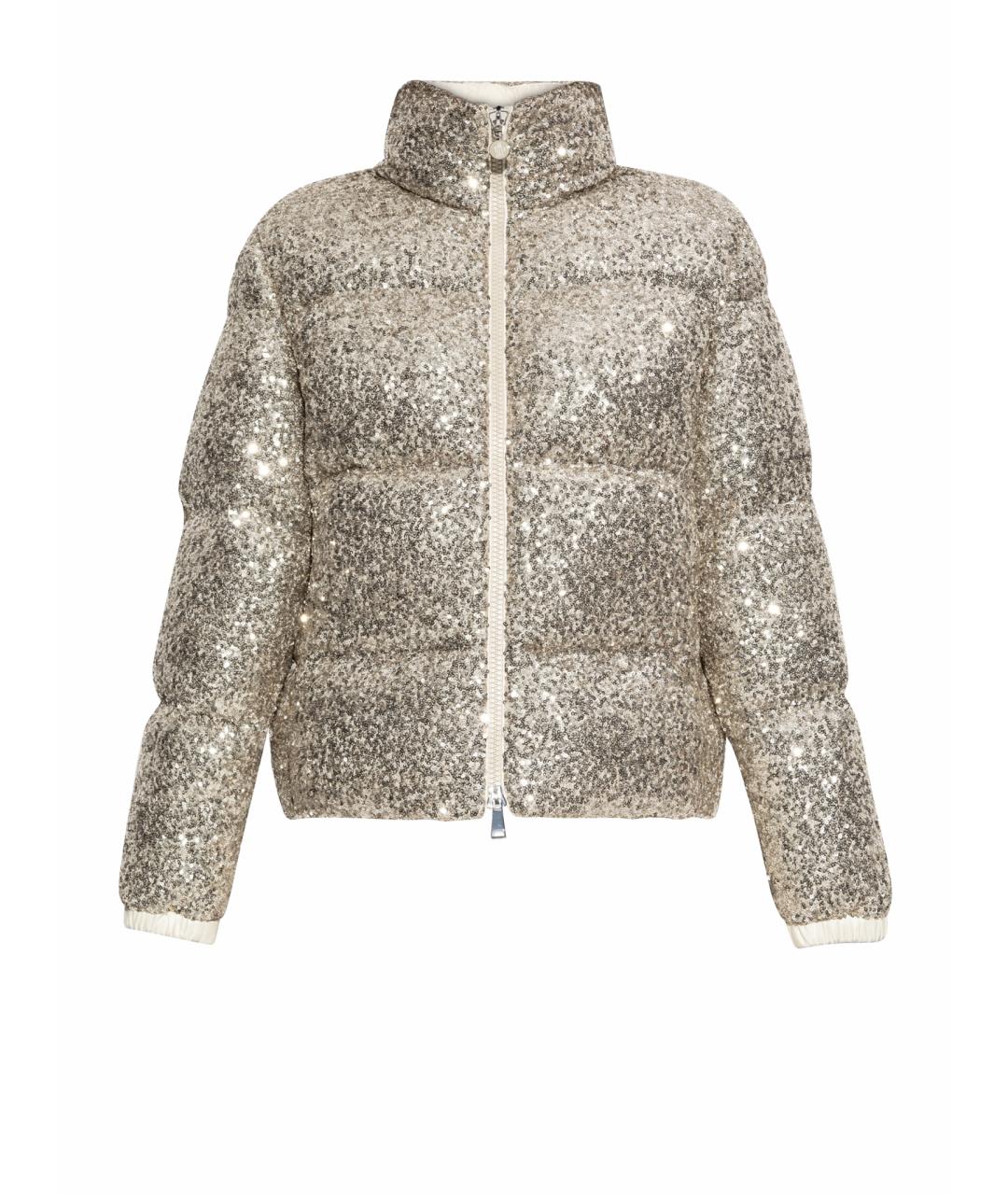 MONCLER Золотой полиэстеровый пуховик, фото 1