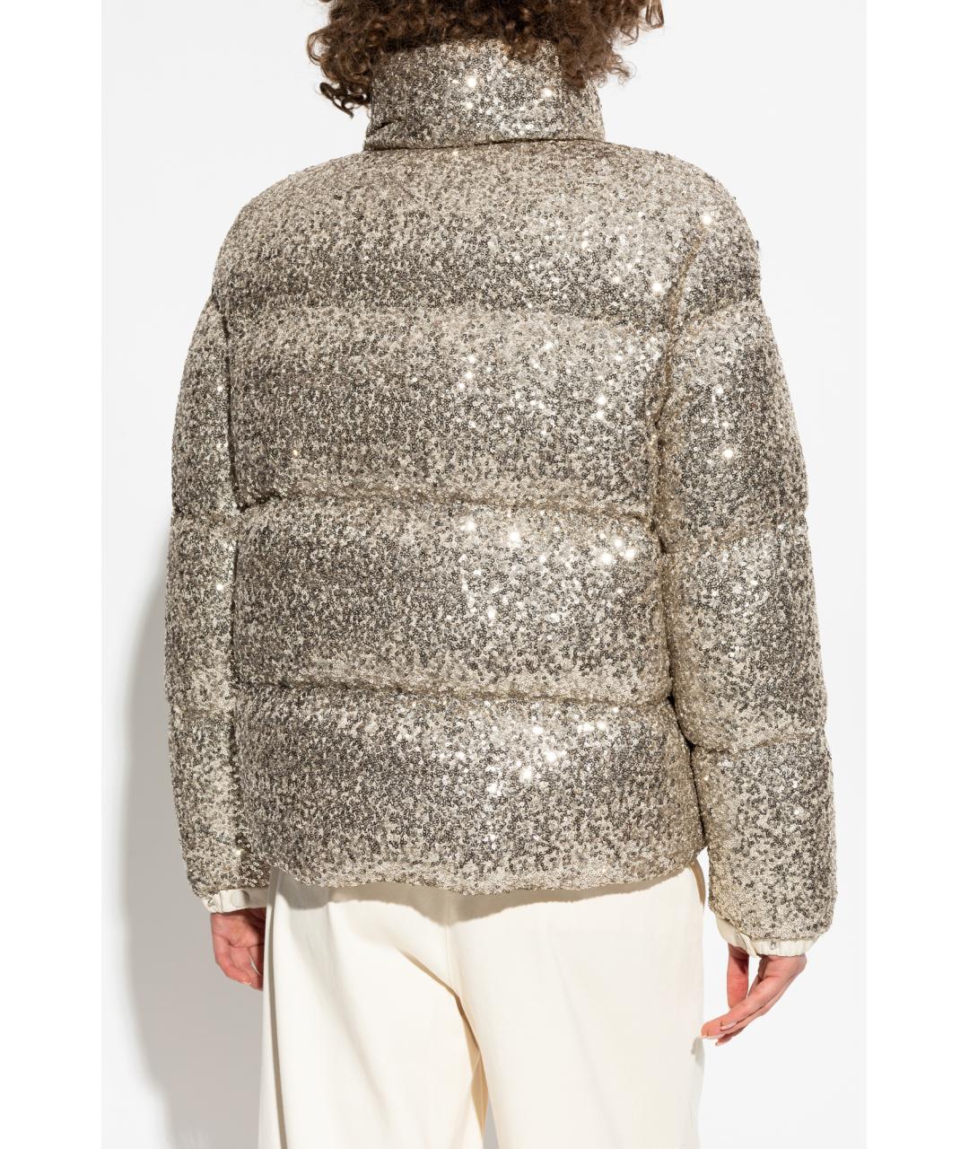 MONCLER Золотой полиэстеровый пуховик, фото 3