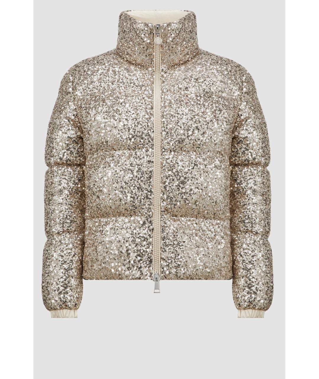 MONCLER Золотой полиэстеровый пуховик, фото 9