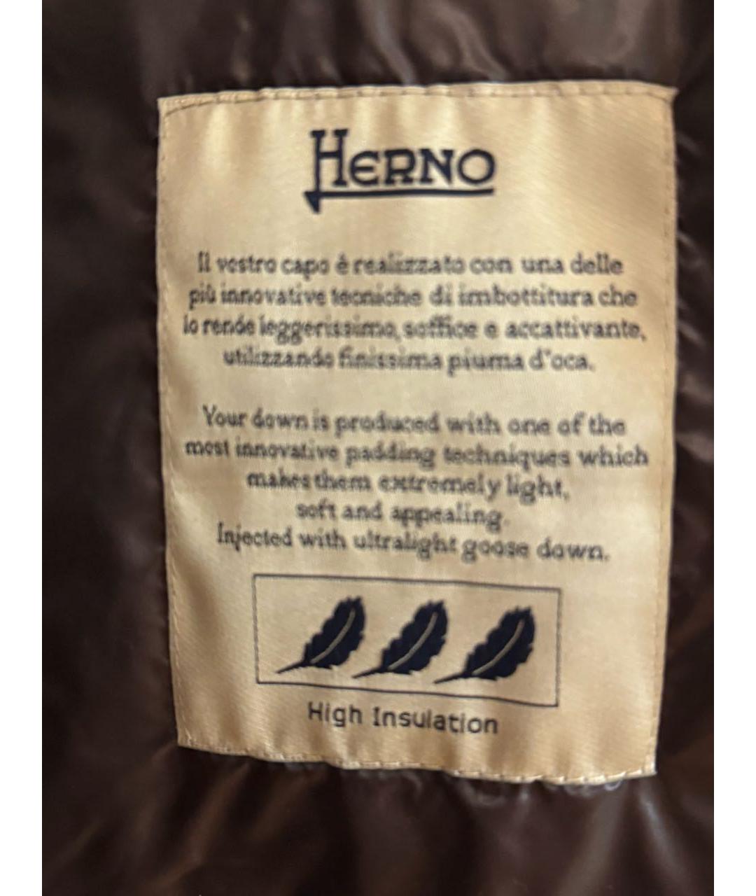 HERNO Коричневый полиамидовый пуховик, фото 5