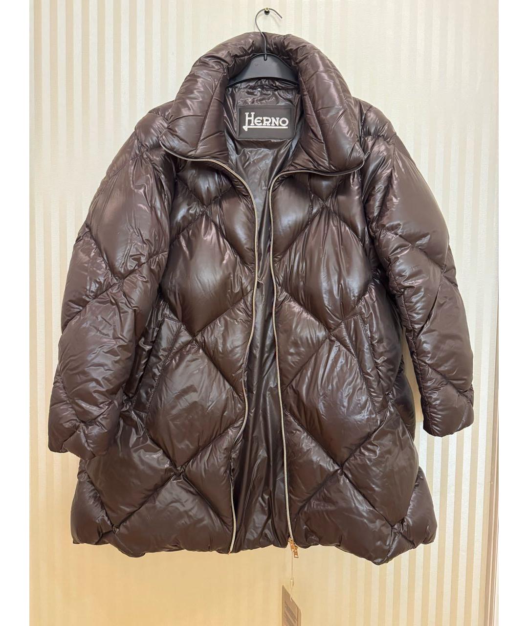 HERNO Коричневый полиамидовый пуховик, фото 6