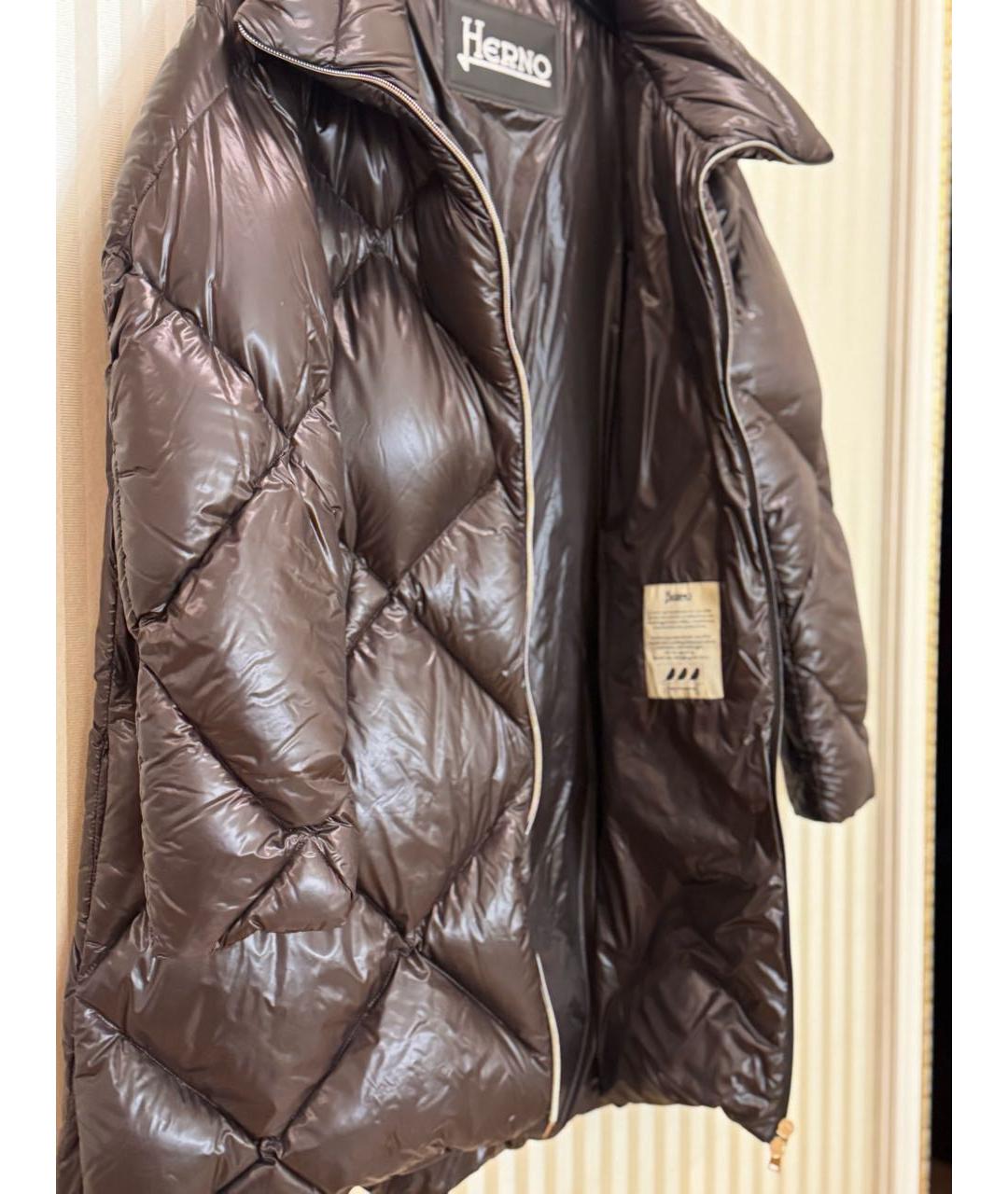 HERNO Коричневый полиамидовый пуховик, фото 3