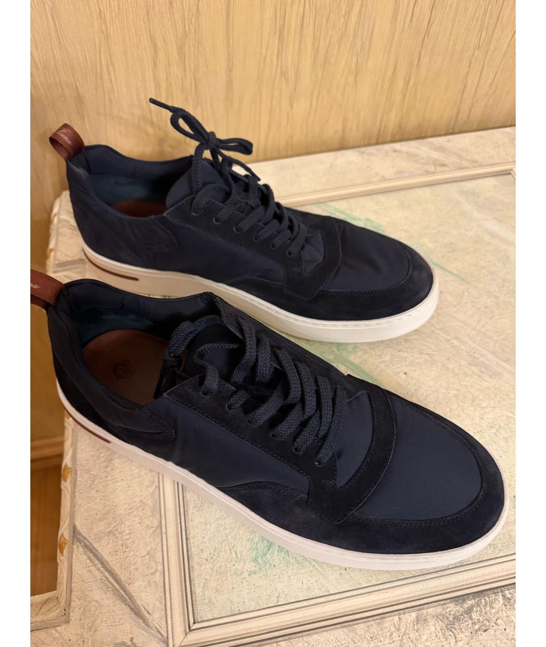 LORO PIANA Темно-синие низкие кроссовки / кеды, фото 5