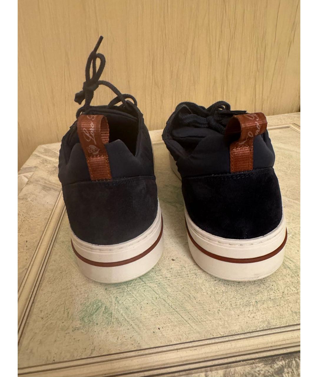LORO PIANA Темно-синие низкие кроссовки / кеды, фото 4