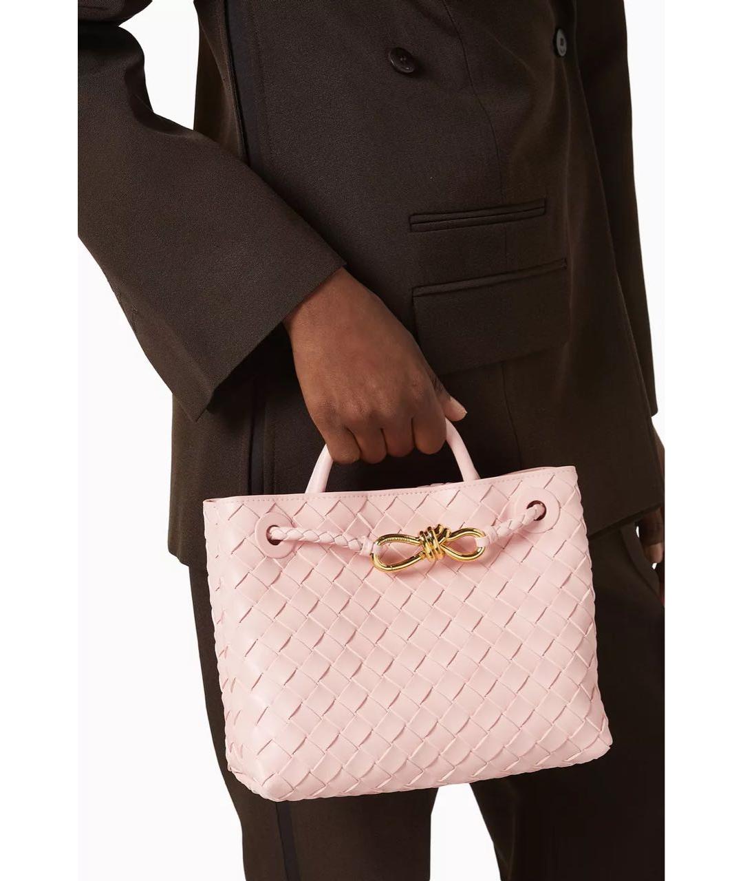 BOTTEGA VENETA Розовая кожаная сумка с короткими ручками, фото 6