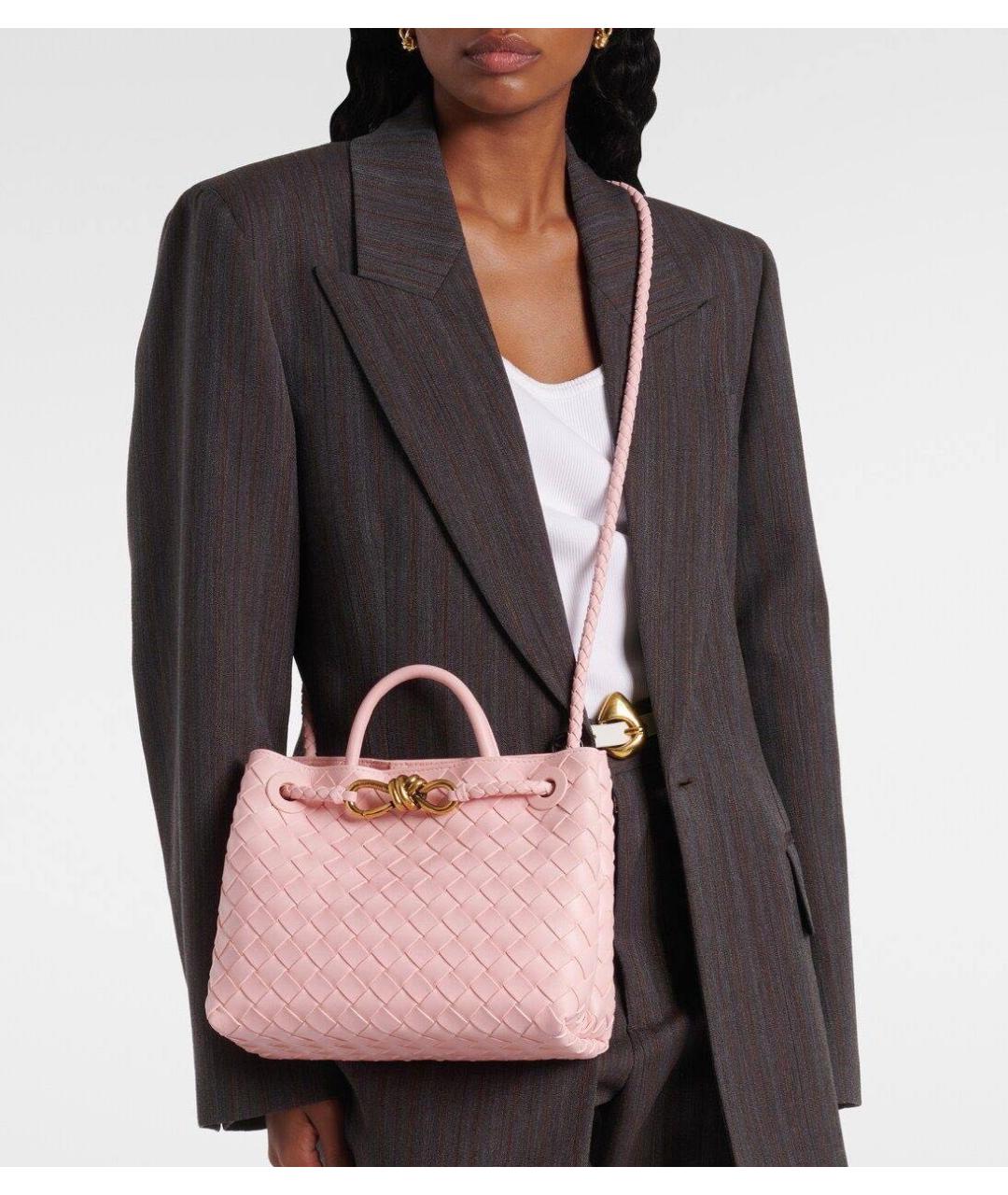 BOTTEGA VENETA Розовая кожаная сумка с короткими ручками, фото 7